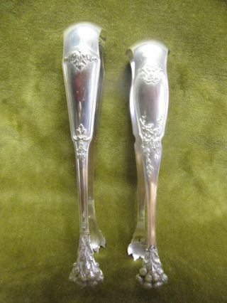 Late 19th C Large French Sterling Silver 2 Sugar Tongs Louis Xvi St 71g & 65g