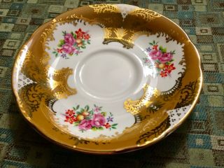 Vintage Paragon Teacup and Saucer,  Gold Gilding and Flowers 5