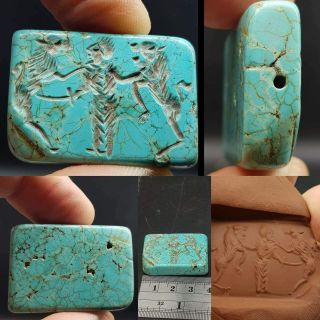 Old Persian Turquoise Intaglio Stone Unique Bead 43