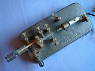 Vintage RARE Telegraph Key STAMPED PROPERTY OF POSTAL TELEGRAPH CABLE CO. 6