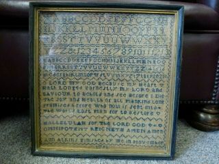 Antique Alphabet Tapestry Old Embroidery Sampler Hand Stitched Textile 1791