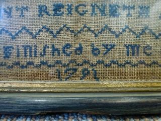 Antique Alphabet Tapestry OLD Embroidery Sampler hand stitched textile 1791 3