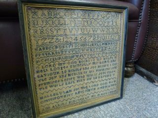 Antique Alphabet Tapestry OLD Embroidery Sampler hand stitched textile 1791 4
