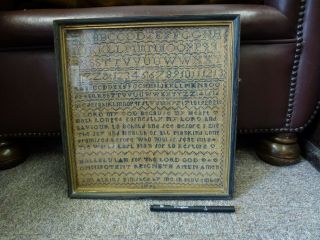 Antique Alphabet Tapestry OLD Embroidery Sampler hand stitched textile 1791 6