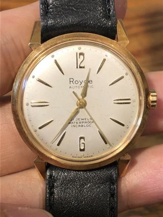VINTAGE ROYCE AUTOMATIC 21J - NOS =NEW OLD STOCK MEN WATCH=RUN 2
