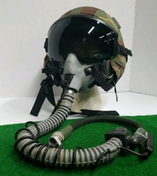 Vintage Military Usaf Hgu - 55 /p Flight Helmet W/oxygen Mask & Face Shield Rare