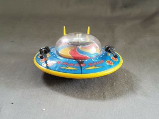 Vintage Japanese Spaceship V - 15 Tin And Plastic Rolling Toy