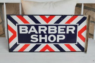 Vintage Double Sided Porcelain Barber Shop Sign - Burdick Chicago 3