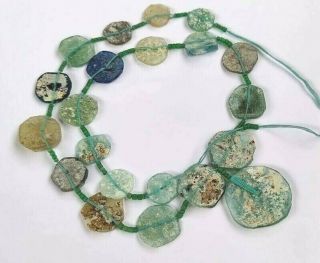Ancient Roman Glass Round Beads Patina Strand Necklace Color Random Centuries
