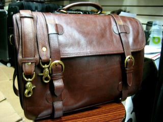 Vintage Henry Louis Brown Cowhide Leather Briefcase Man Bag Handcrafted In Usa