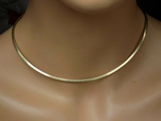 HEAVY 14K MILOR ITALY SOLID YELLOW GOLD OMEGA CHAIN NECKLACE 9.  8g 16 