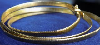 HEAVY 14K MILOR ITALY SOLID YELLOW GOLD OMEGA CHAIN NECKLACE 9.  8g 16 