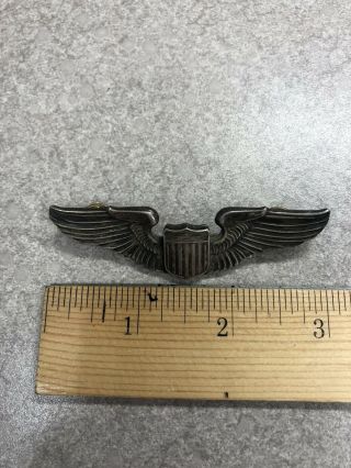 WWII US Army Air Corps sterling Pilot Wings pin Amcraft full size 2