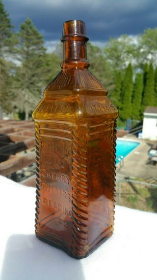 H.  P.  Herb / Wild / Cherry / Bitters Bottle,  Rare Applied Top Variant,