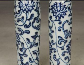 One pair Fine Chinese Blue and white porcelain vase painting flowers 4