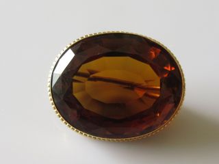 Secondhand 15ct Yellow Gold Large Citrine Pin Brooch.