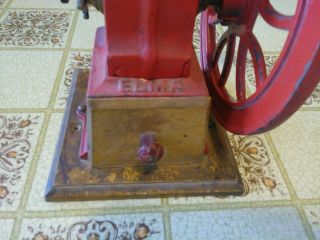 Vintage ELMA Red Cast - Iron Hand Crank Coffee Grinder very good 2