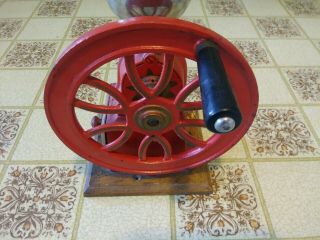 Vintage ELMA Red Cast - Iron Hand Crank Coffee Grinder very good 5