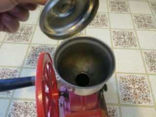 Vintage ELMA Red Cast - Iron Hand Crank Coffee Grinder very good 8