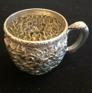 Vintage Large 19c Gorham Sterling Silver Repousee Mug