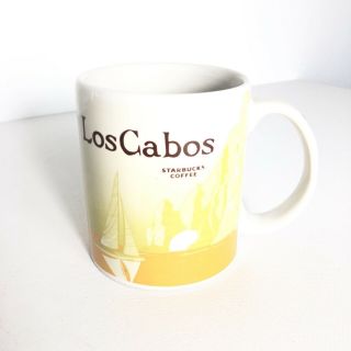 Starbucks Los Cabos Mexico Icon 2010 Yellow Sailboat 16oz coffee mug RARE 9