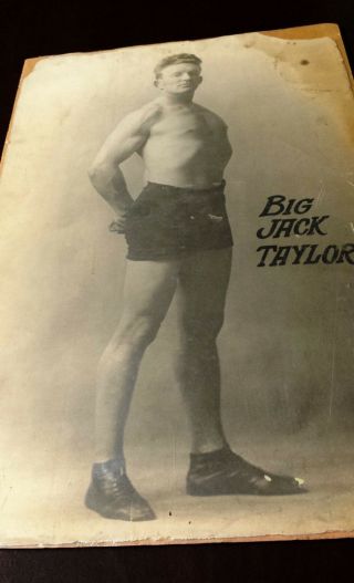 Vintage Big Jim Taylor WRESTLING POSTER 1920 ' s Cardboard 20 x 30 Antique Champ 2