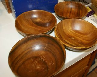 Set Of 4 Vintage 6 " Wooden Bowls Unbranded