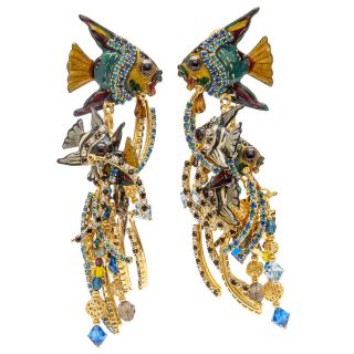 Lunch At The Ritz " Carribean Couture " Chandelier Clip Earrings From Esme 