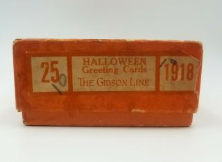 Vintage 1930s Gibson Halloween 5 Greeting Cards Envelopes Witch Bats,  Box 6