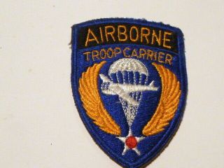 A WW 2 U S Army Airborne Troop Carrier O D Backing Cut Edge White Back Patch 2