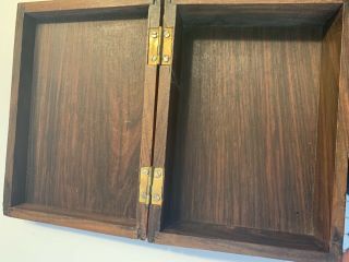 Antique Vintage WOODEN WOOD HINGED BOX with DECORATIVE METAL HINGES & CLASP 3