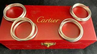 Cartier Boxed Set Of Four Trinity Napkin Rings Infinity Silver