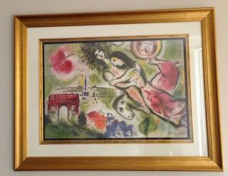 Chagall " Romeo & Juliet " Rare Framed Lithograph,  Signed,  Limited Edition W/cert