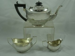 Edwardian Solid Silver `bachelors` Tea Set,  1908,  348gm