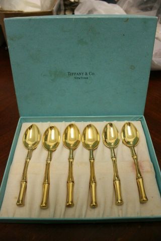 Tiffany & Company Dematisse Sterling Silver Spoons W/ Gold Wash 150.  3 G