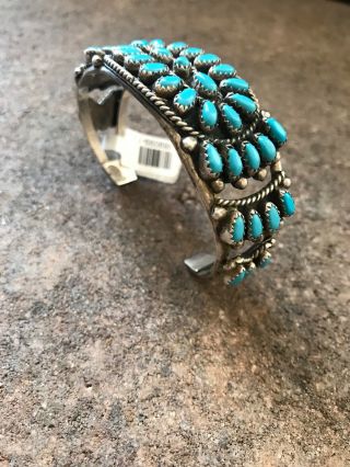 Vintage Navajo Sterling Silver Sleeping Beauty Turquoise Cuff Bracelet.  K. 10