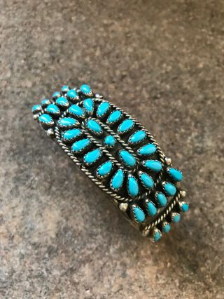 Vintage Navajo Sterling Silver Sleeping Beauty Turquoise Cuff Bracelet.  K. 11