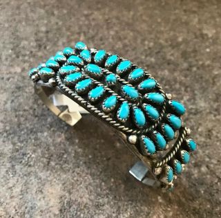 Vintage Navajo Sterling Silver Sleeping Beauty Turquoise Cuff Bracelet.  K.