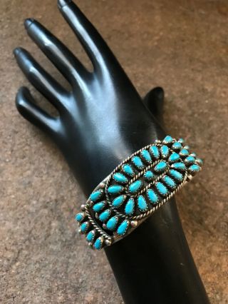 Vintage Navajo Sterling Silver Sleeping Beauty Turquoise Cuff Bracelet.  K. 2