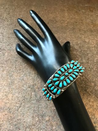 Vintage Navajo Sterling Silver Sleeping Beauty Turquoise Cuff Bracelet.  K. 3