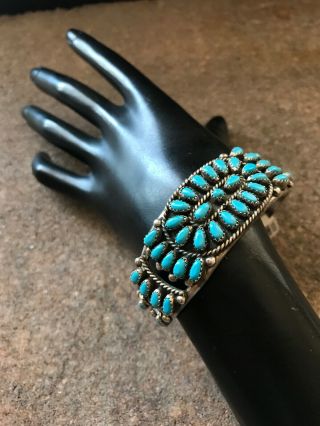Vintage Navajo Sterling Silver Sleeping Beauty Turquoise Cuff Bracelet.  K. 4