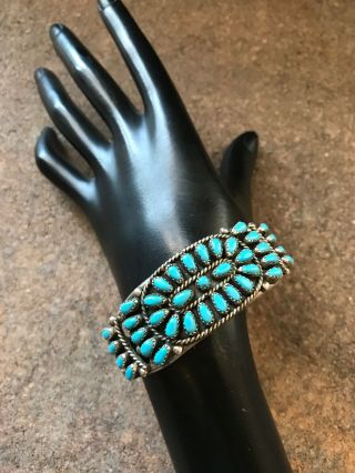 Vintage Navajo Sterling Silver Sleeping Beauty Turquoise Cuff Bracelet.  K. 5