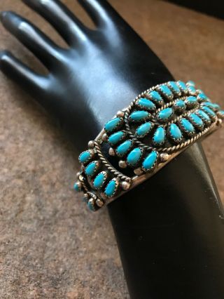 Vintage Navajo Sterling Silver Sleeping Beauty Turquoise Cuff Bracelet.  K. 6