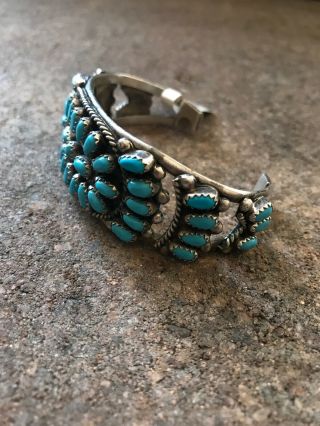 Vintage Navajo Sterling Silver Sleeping Beauty Turquoise Cuff Bracelet.  K. 8