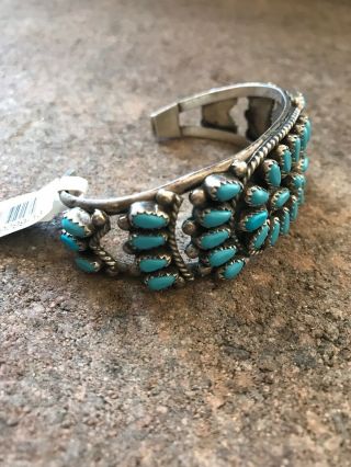 Vintage Navajo Sterling Silver Sleeping Beauty Turquoise Cuff Bracelet.  K. 9