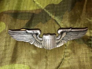Ww2 Era Us Army Air Corp Pilot Wings - Sterling - 3 " - Clutch Back,  Usaaf