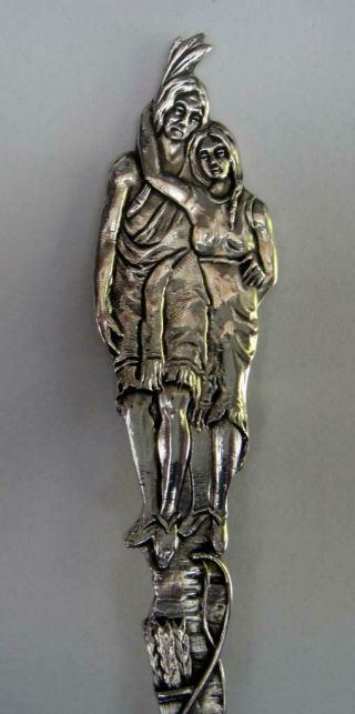Rare Antique Lge Size Sterling Spoon Indian Lovers Lake George,  Ny