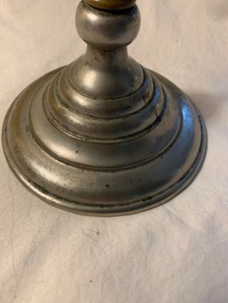 Vintage Antique Silver Or Pewter ?? Metal oval Tilting Table Top Vanity Mirror 4