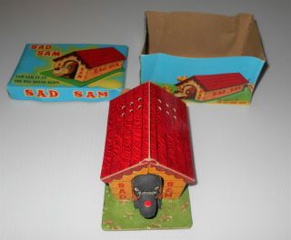 Sad Sam Rare Vintage Mechanical Barking Dog House Toy,  Made In Japan,