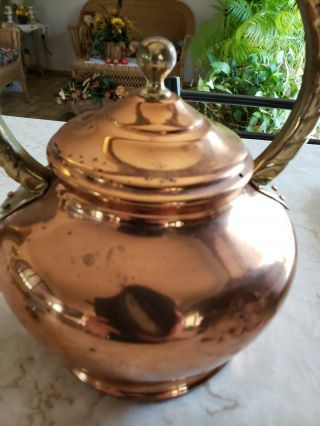 Vintage Copper & Brass Tea Kettle Pot Made in Italy 4